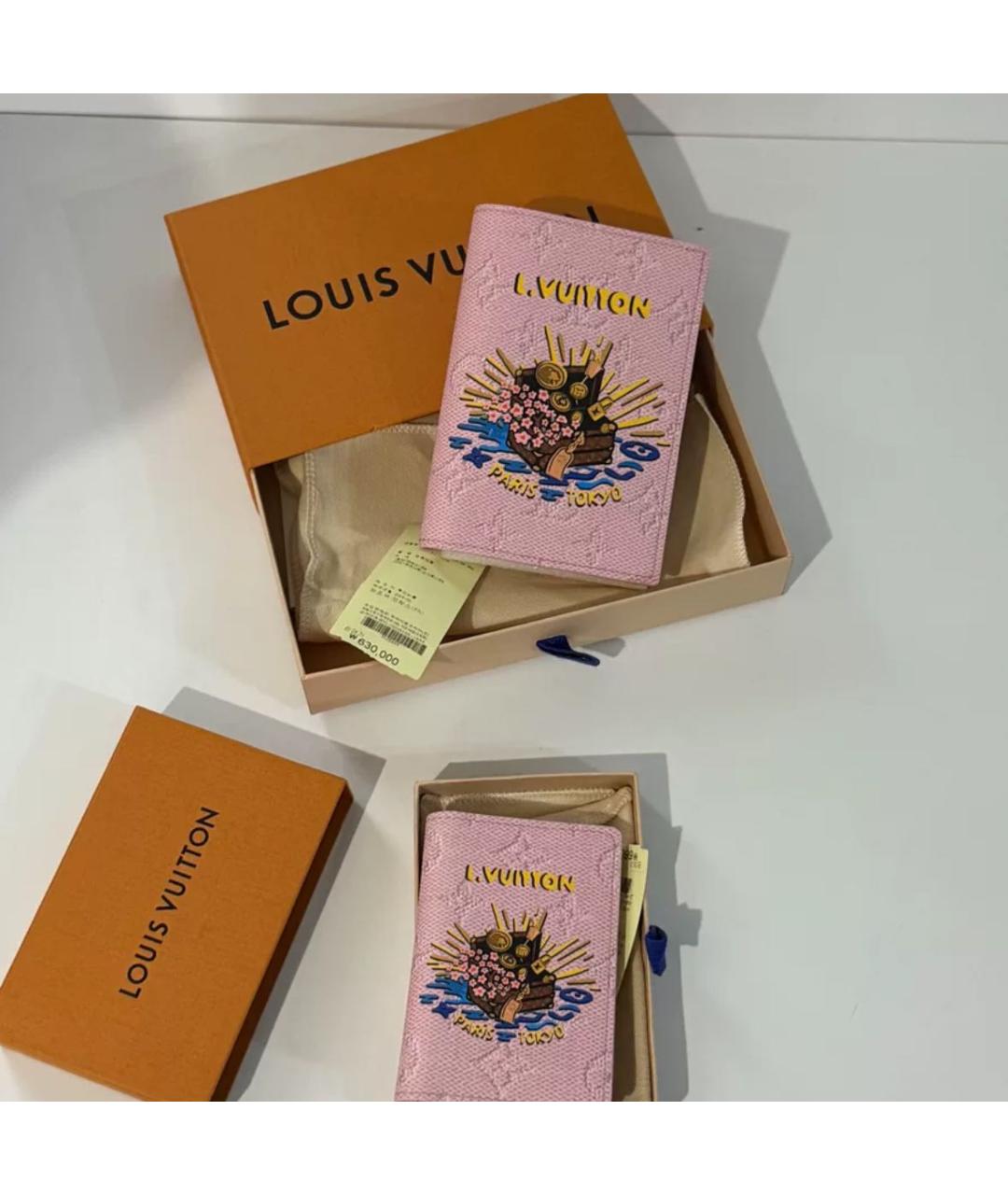 LOUIS VUITTON Розовый кожаный кошелек, фото 2
