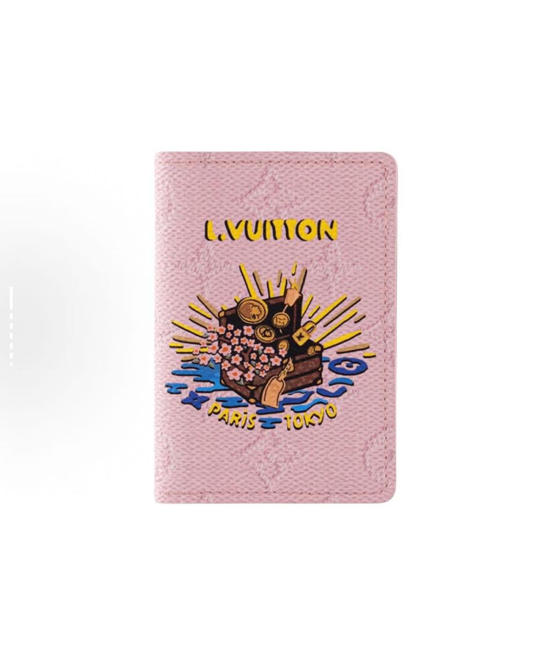 LOUIS VUITTON Розовый кожаный кошелек, фото 4