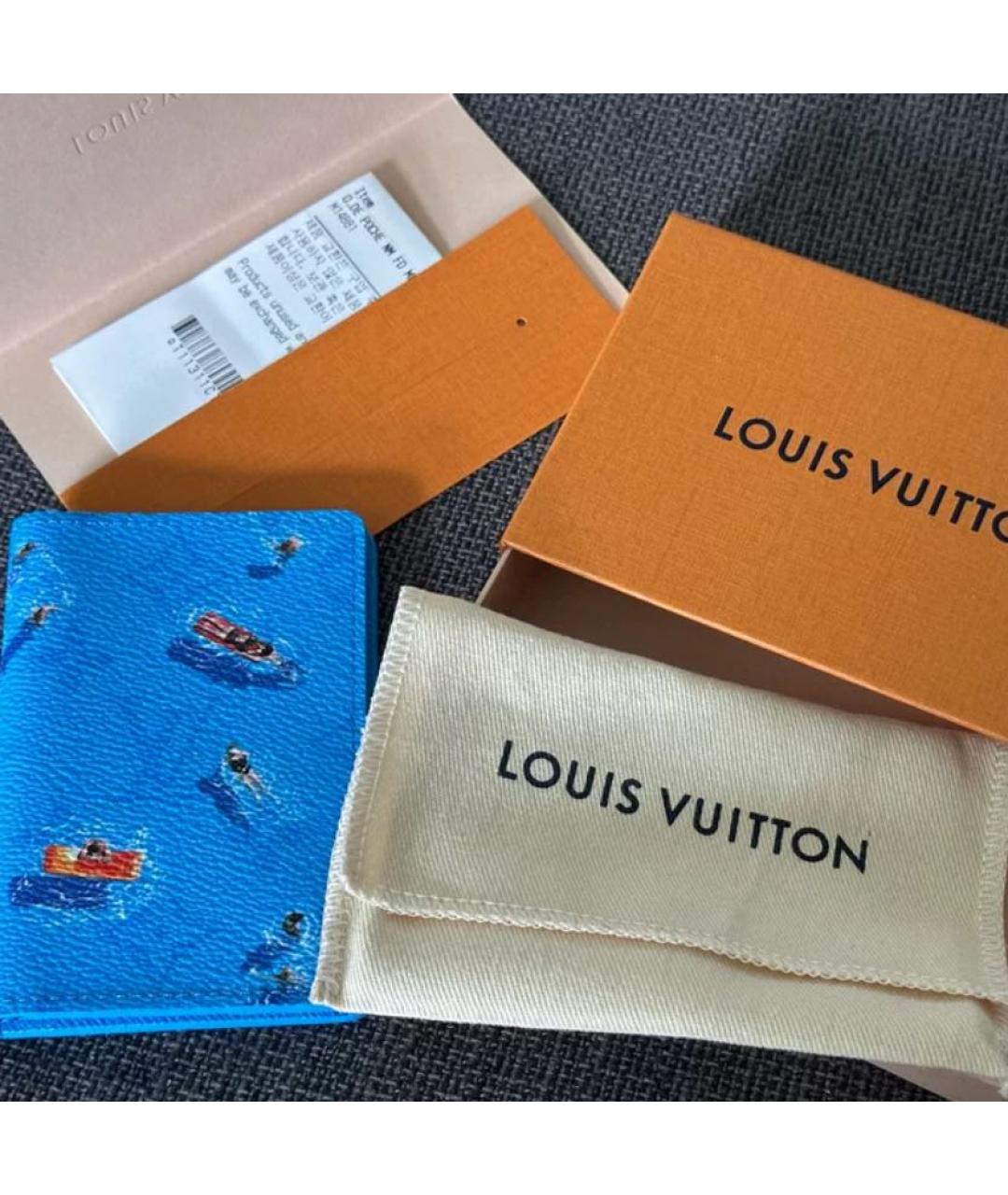 LOUIS VUITTON Синий кожаный кардхолдер, фото 4