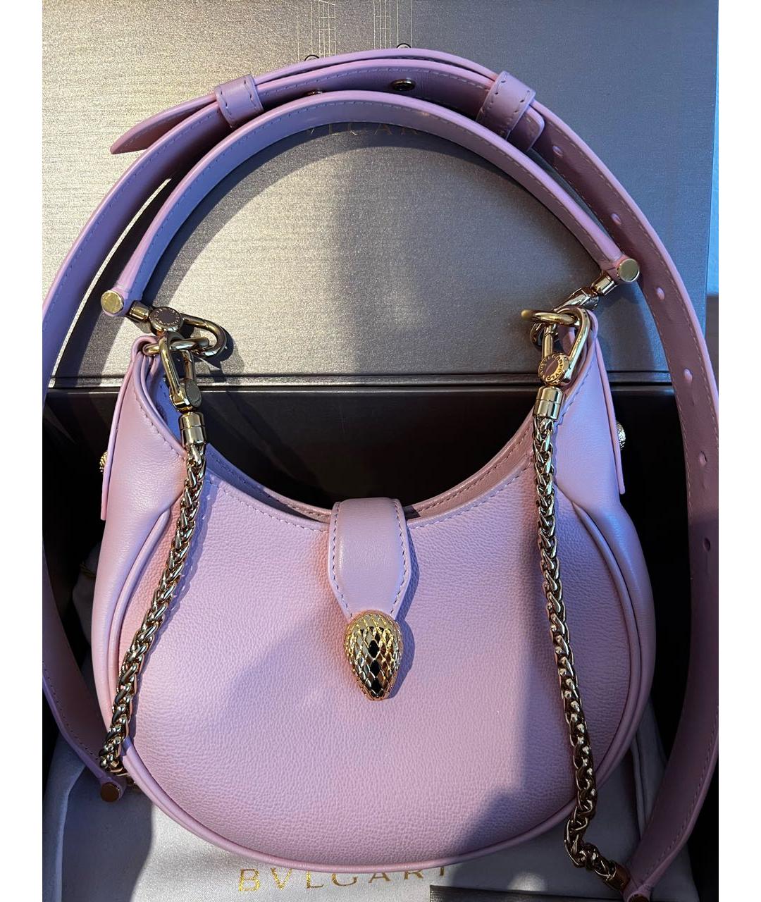 BVLGARI Розовая кожаная сумка через плечо, фото 2