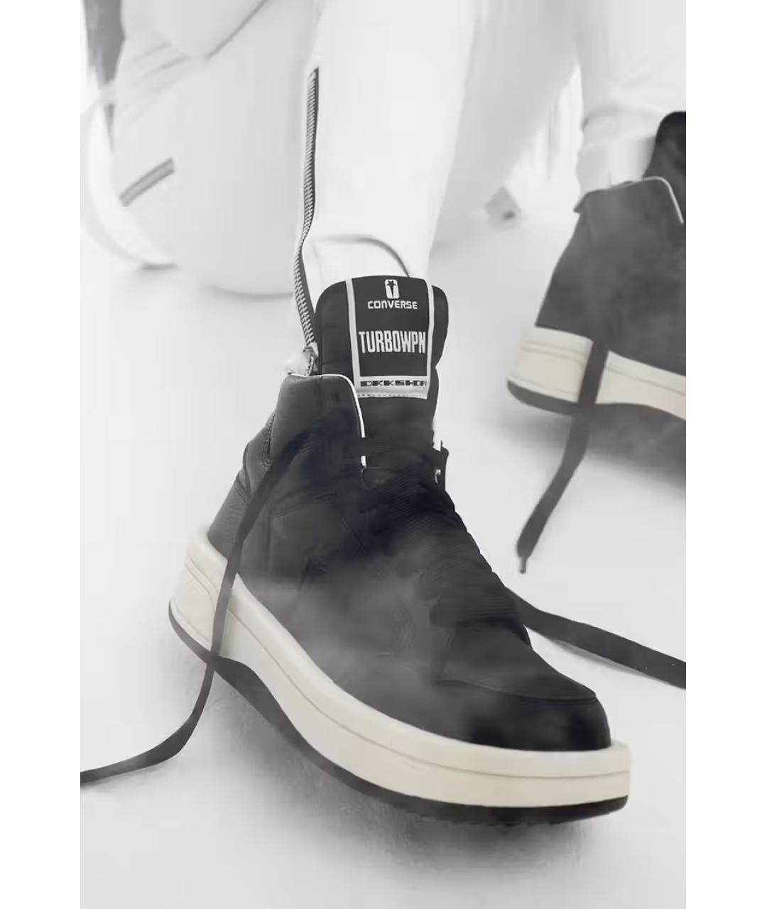 RICK OWENS DRKSHDW Черные кожаные кроссовки, фото 2