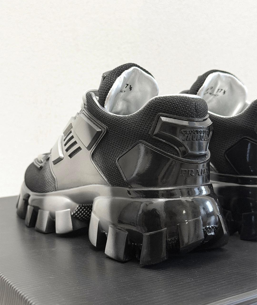 PRADA Черные низкие кроссовки / кеды, фото 4