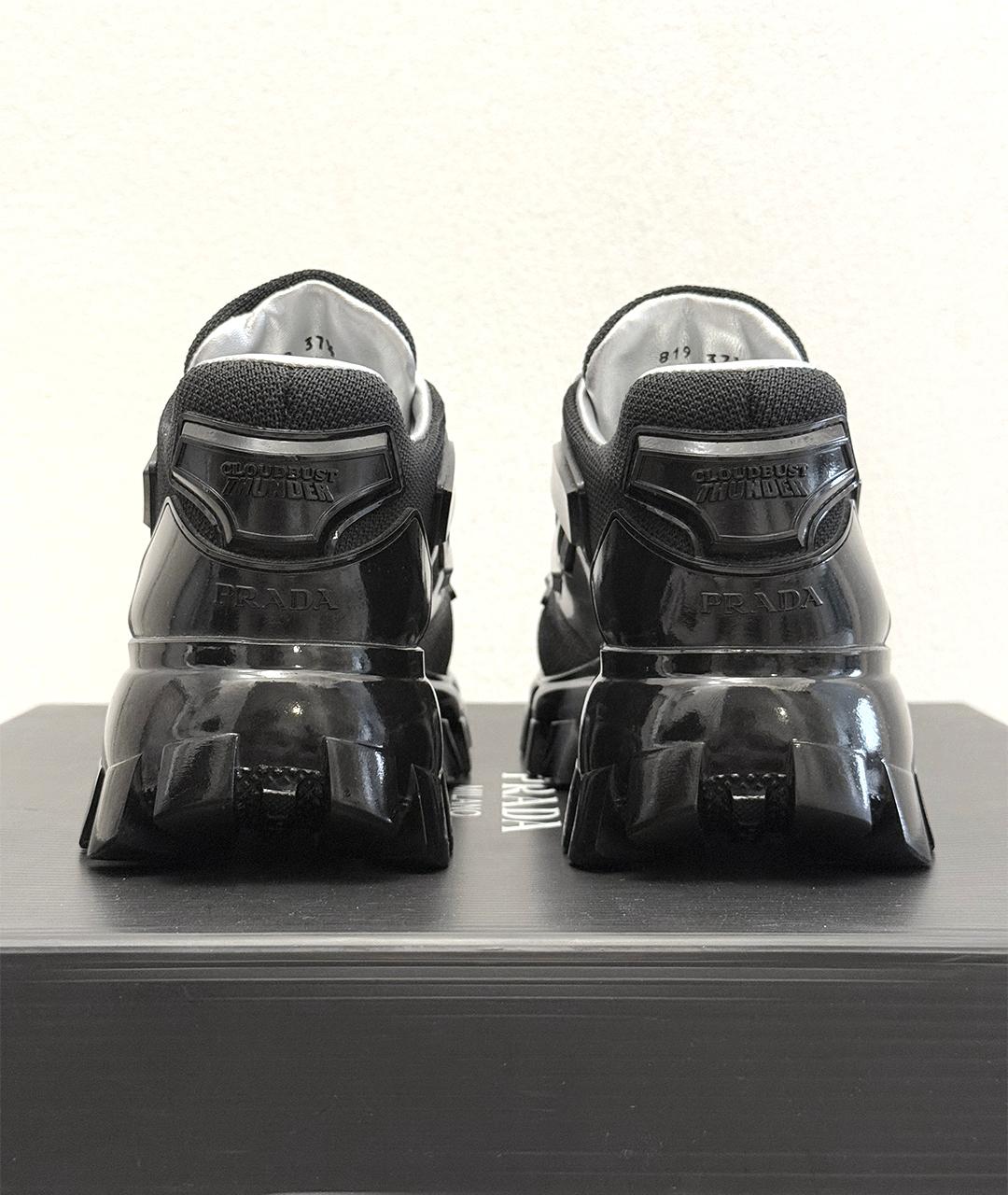 PRADA Черные низкие кроссовки / кеды, фото 9