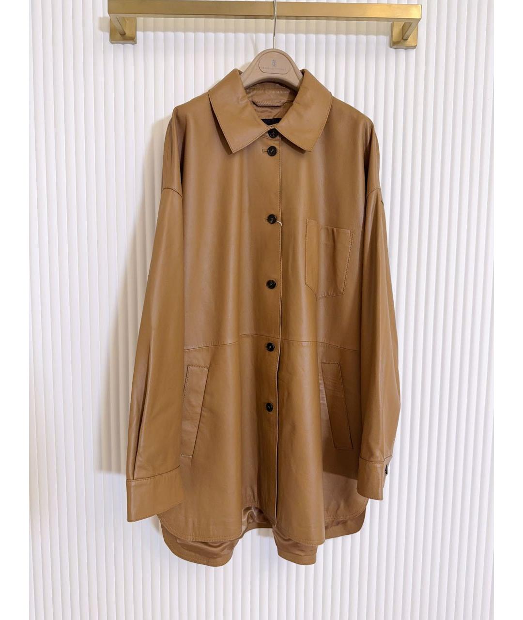 WEEKEND MAX MARA Коричневая кожаная куртка, фото 2