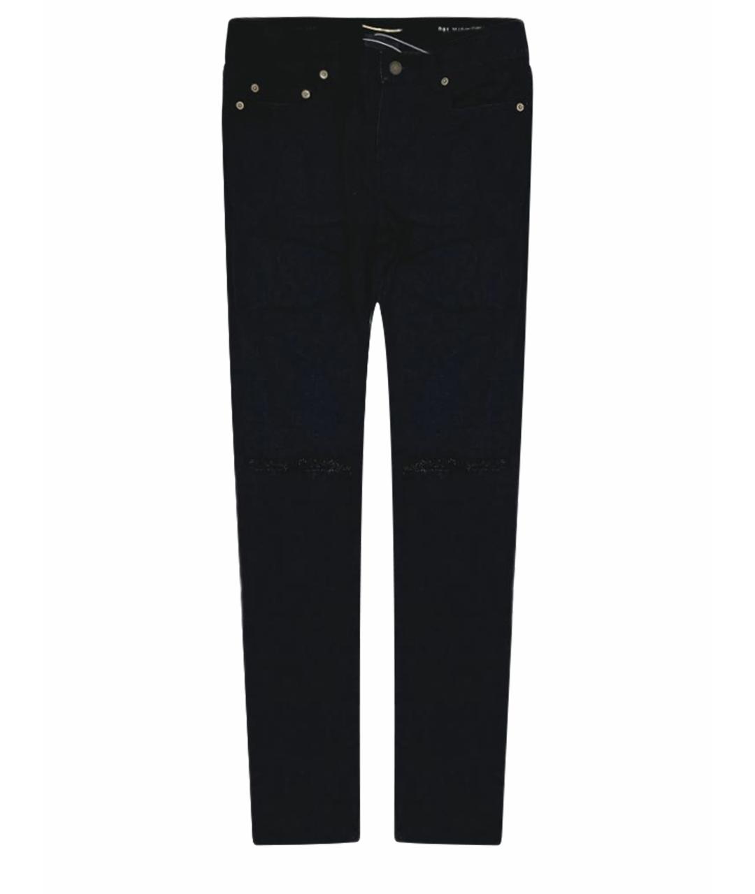 SAINT LAURENT Черные хлопковые брюки узкие, фото 1