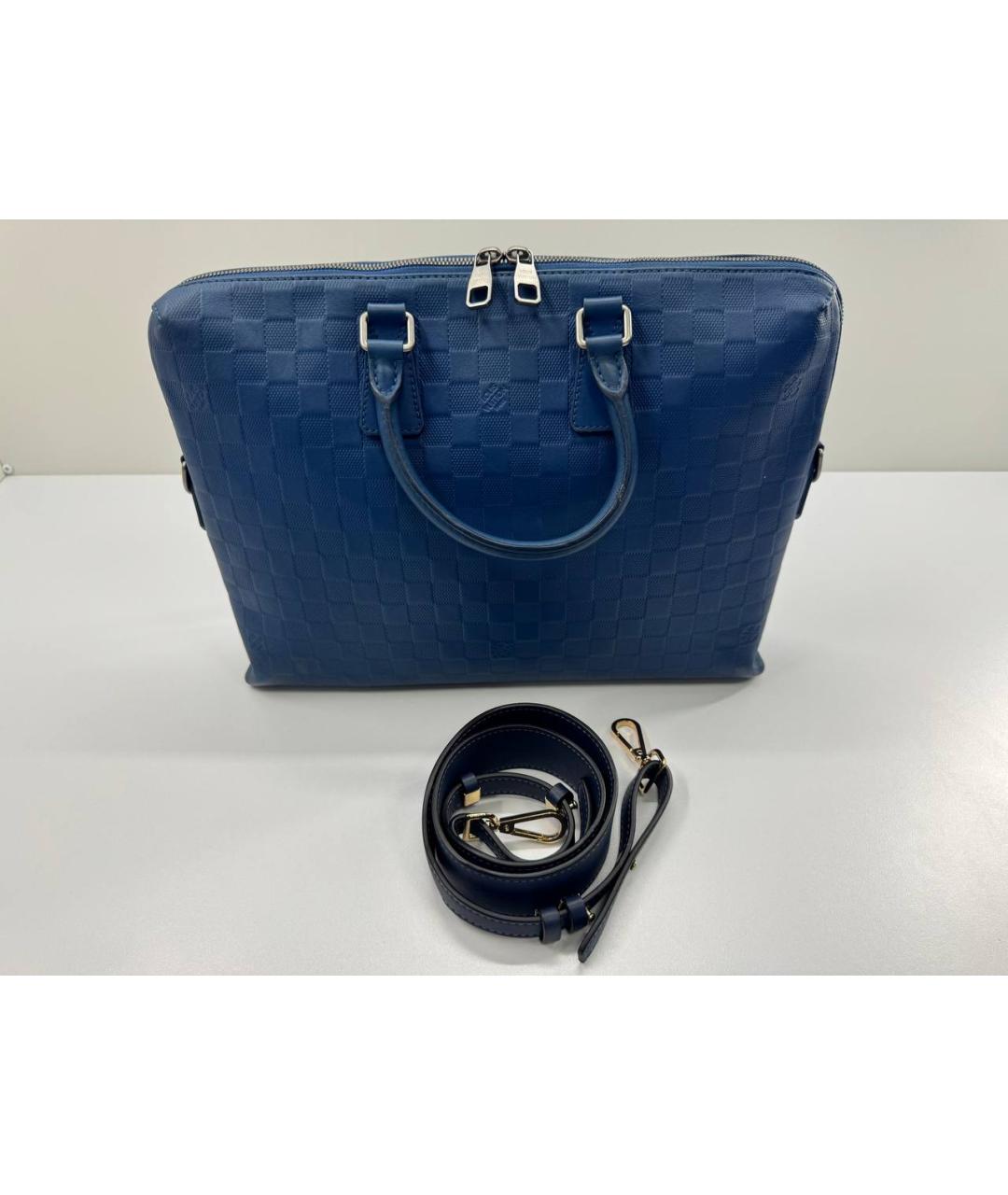 LOUIS VUITTON Синий кожаный портфель, фото 2