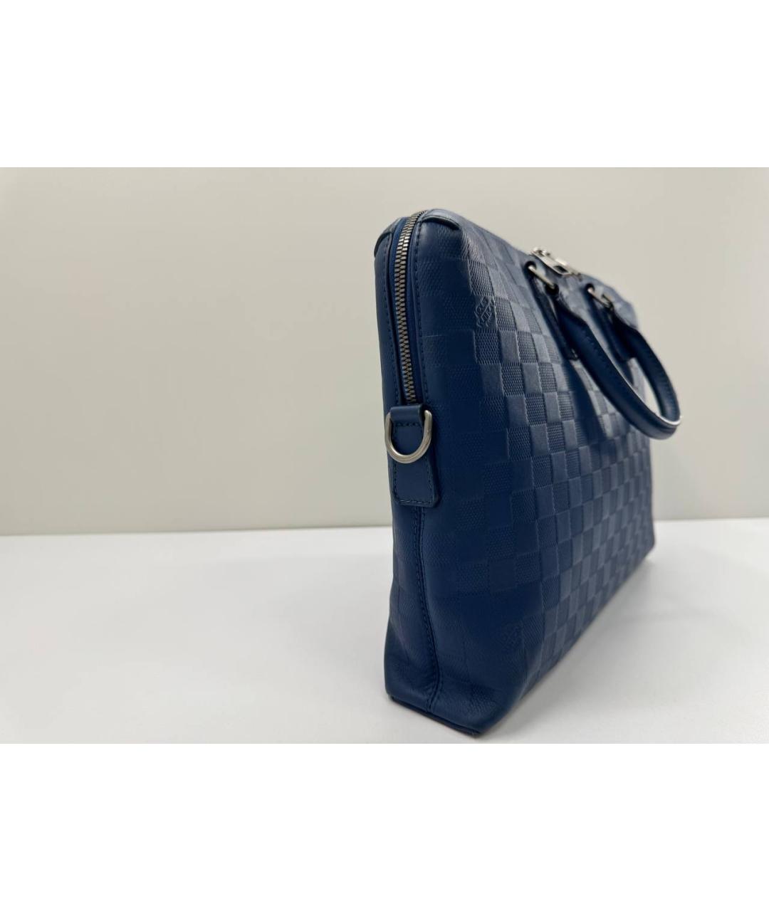 LOUIS VUITTON Синий кожаный портфель, фото 7