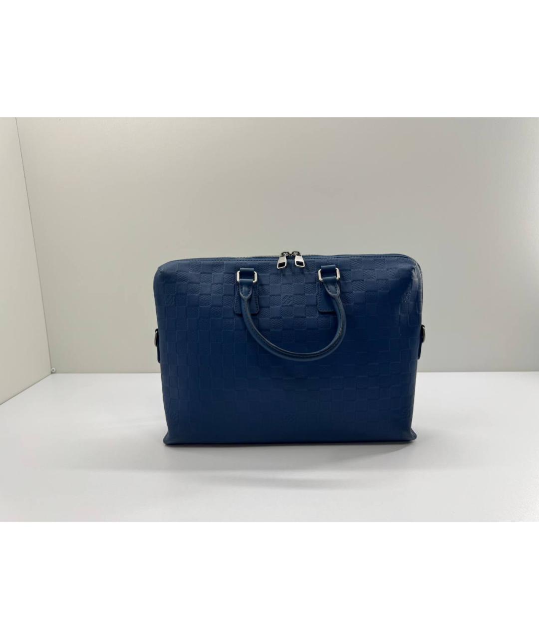 LOUIS VUITTON Синий кожаный портфель, фото 10