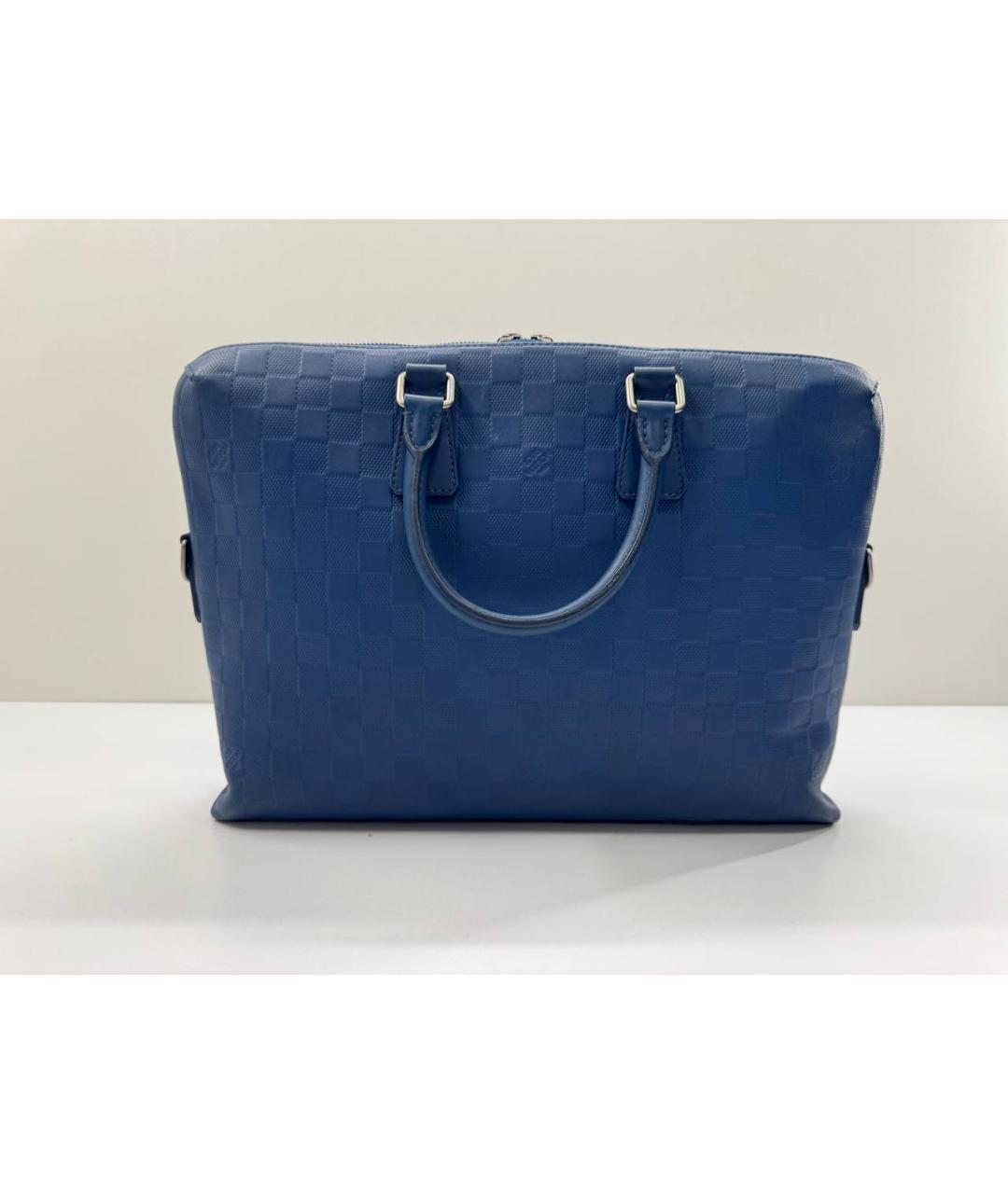 LOUIS VUITTON Синий кожаный портфель, фото 8