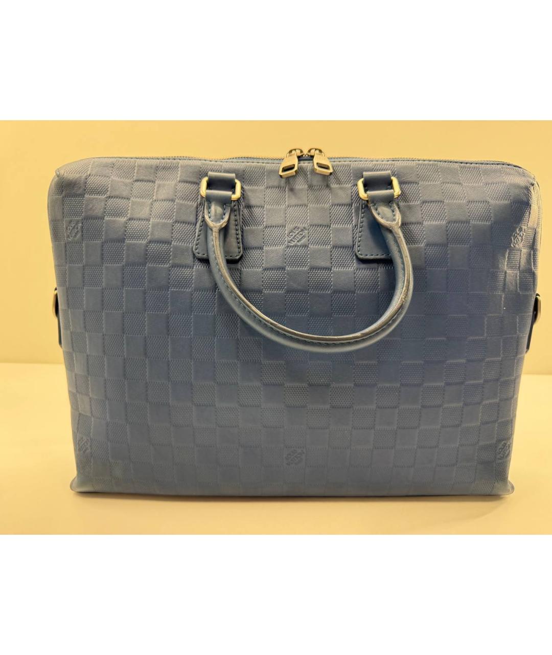 LOUIS VUITTON Синий кожаный портфель, фото 4