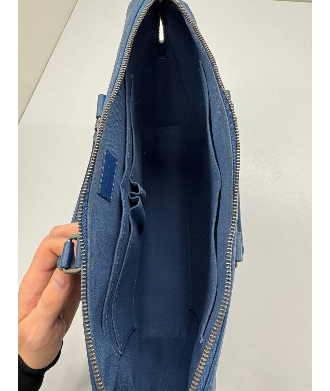 LOUIS VUITTON Синий кожаный портфель, фото 9