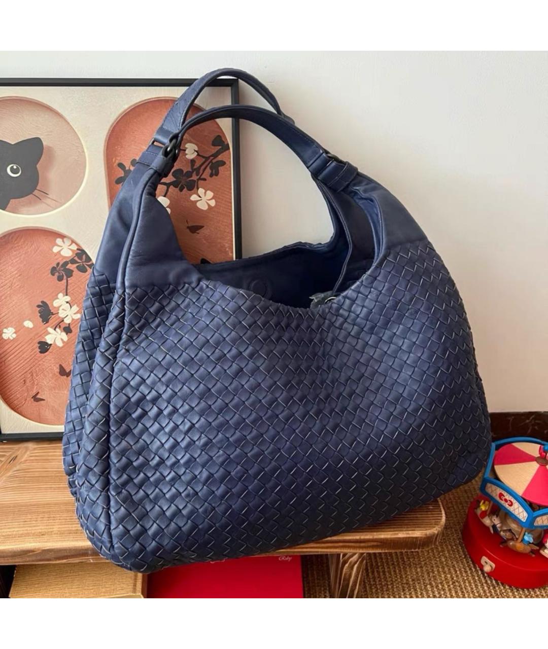 BOTTEGA VENETA Темно-синяя кожаная сумка тоут, фото 7