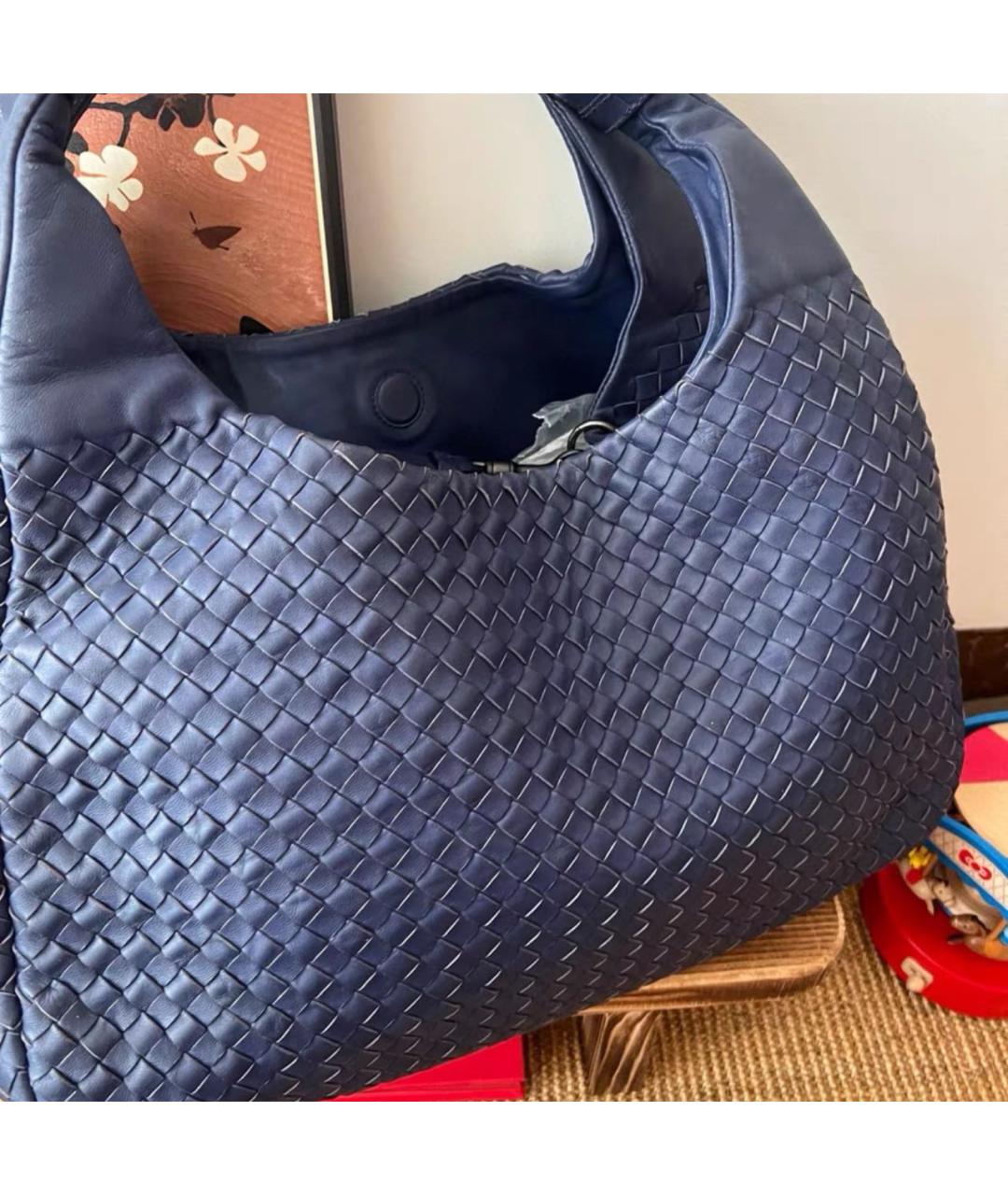 BOTTEGA VENETA Темно-синяя кожаная сумка тоут, фото 2