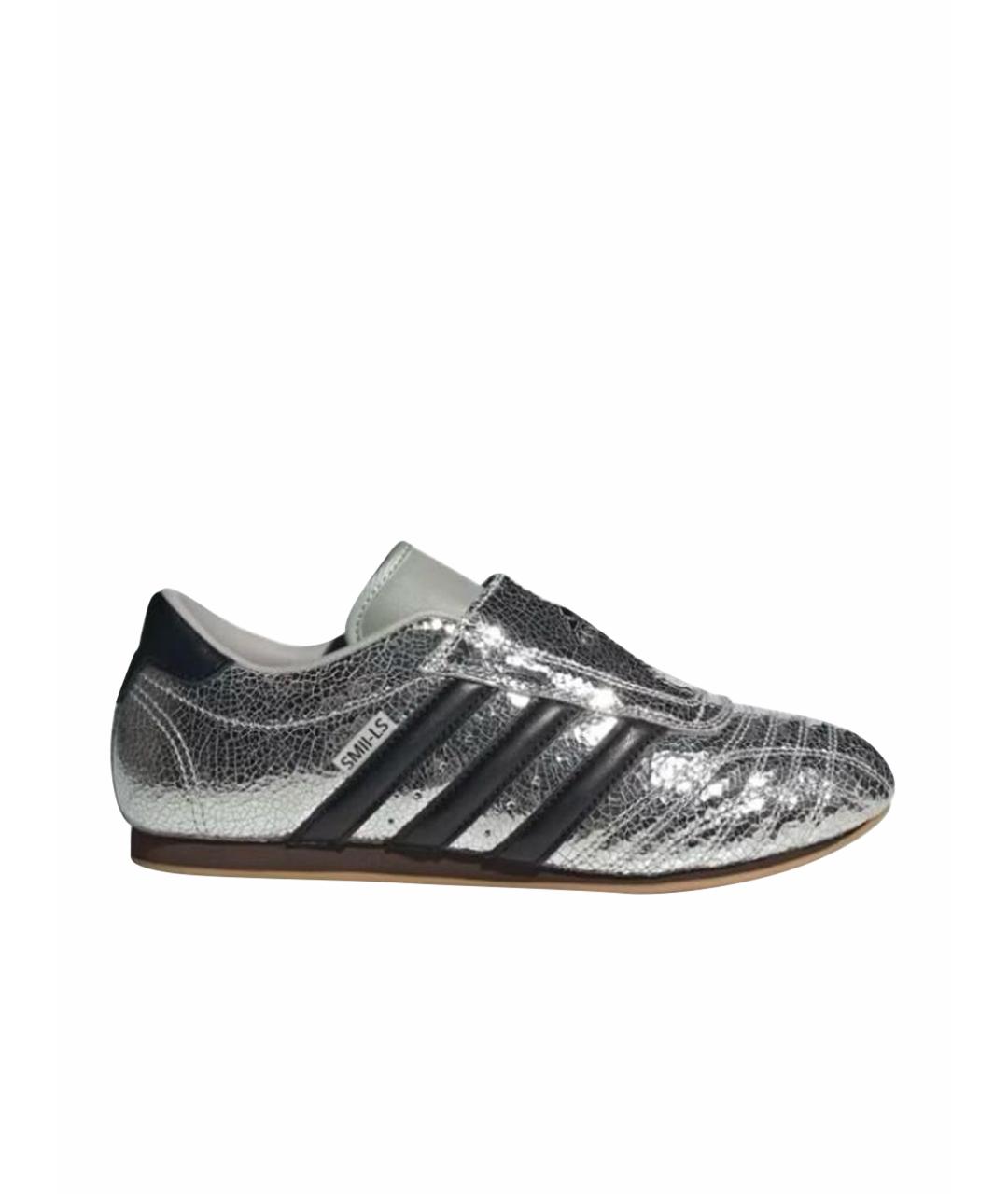 ADIDAS Серебряные кожаные кроссовки, фото 1
