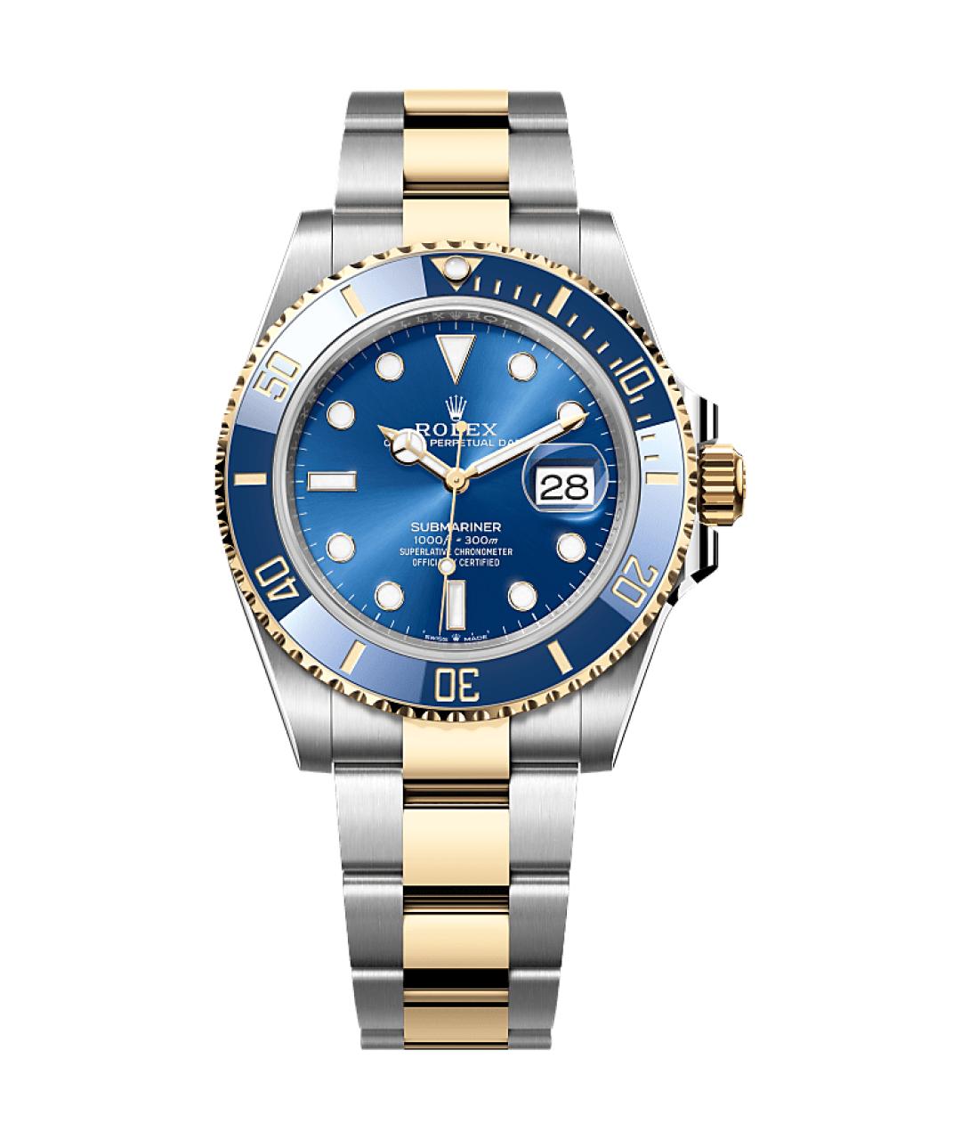 ROLEX Синие часы из желтого золота, фото 2