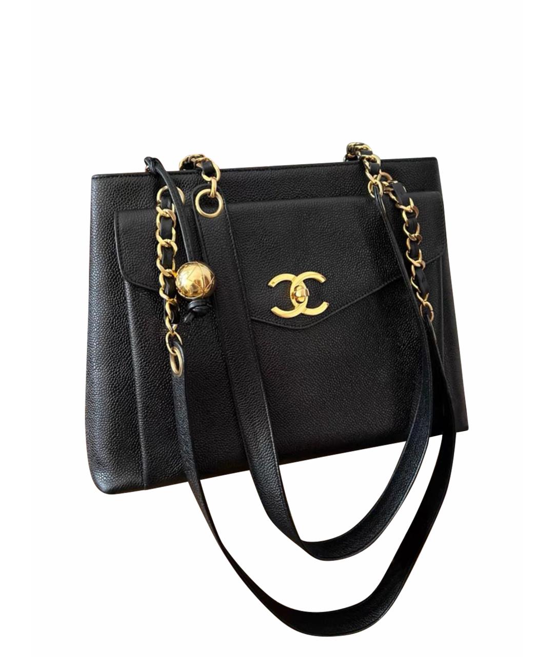 CHANEL Черная кожаная сумка тоут, фото 1