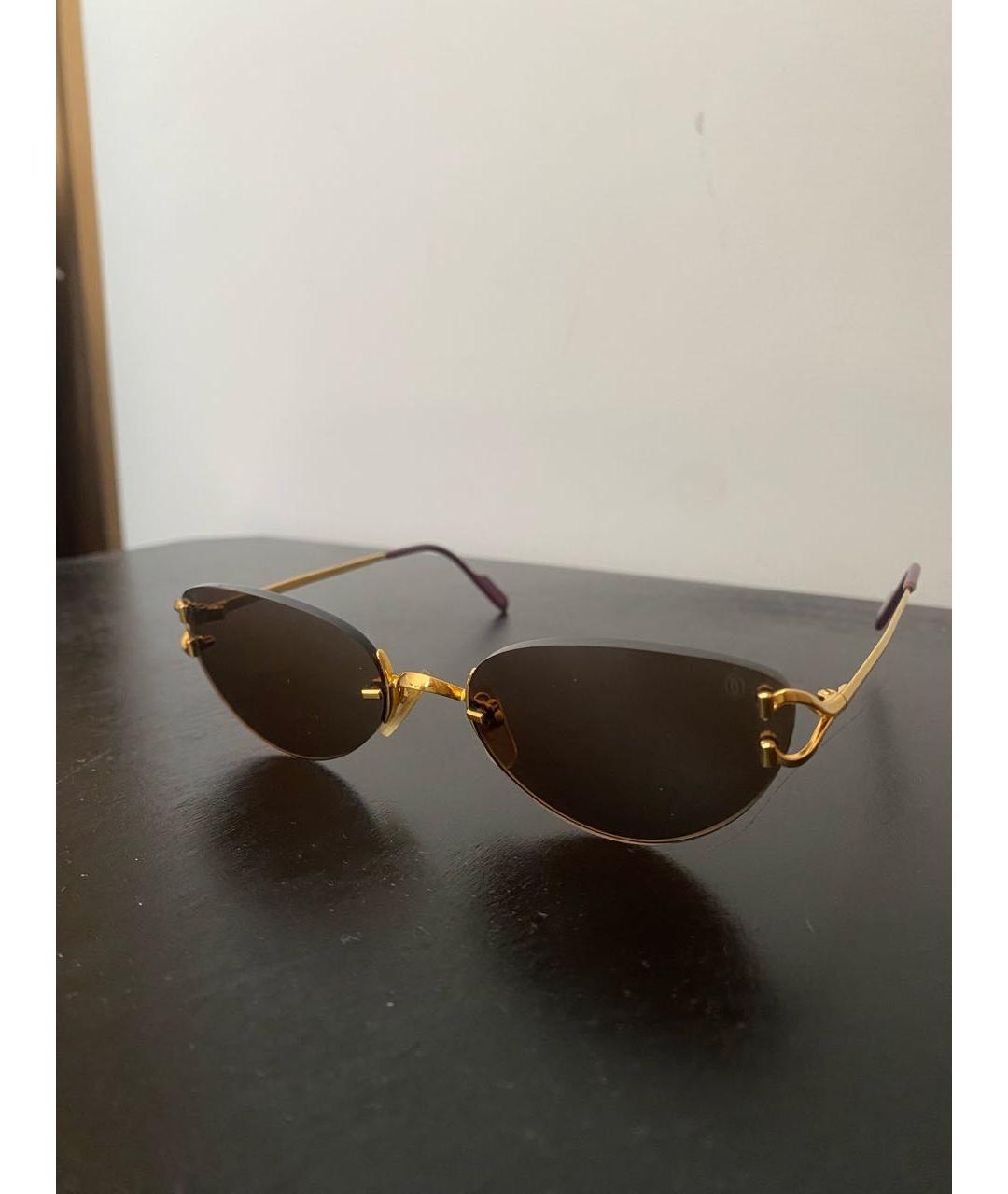 CARTIER Золотые металлические солнцезащитные очки, фото 2