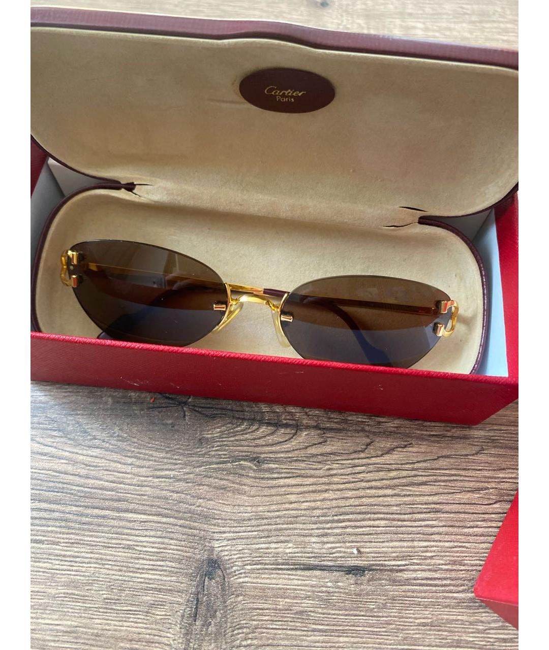 CARTIER Золотые металлические солнцезащитные очки, фото 4