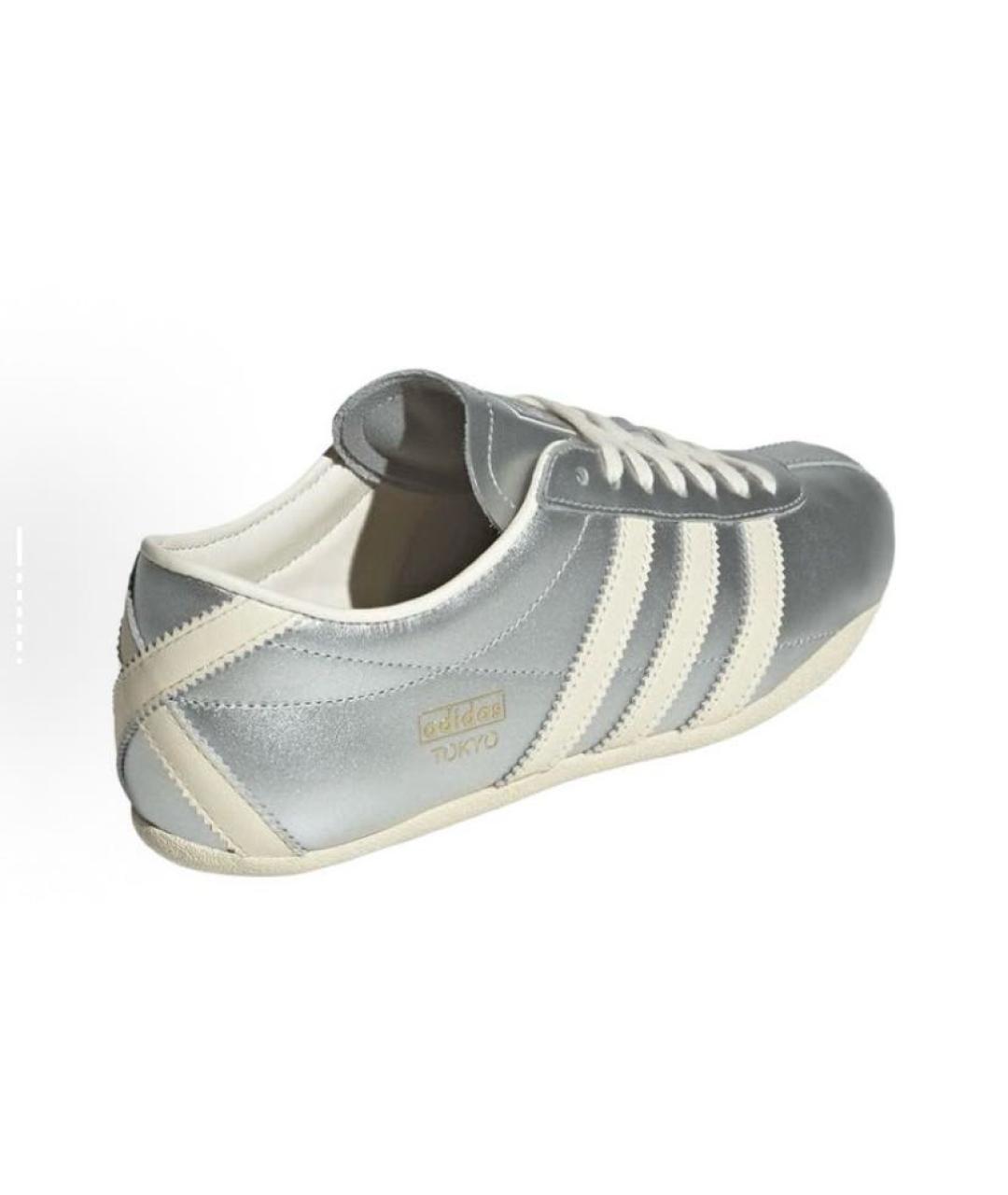 ADIDAS Серебряные кожаные кроссовки, фото 4