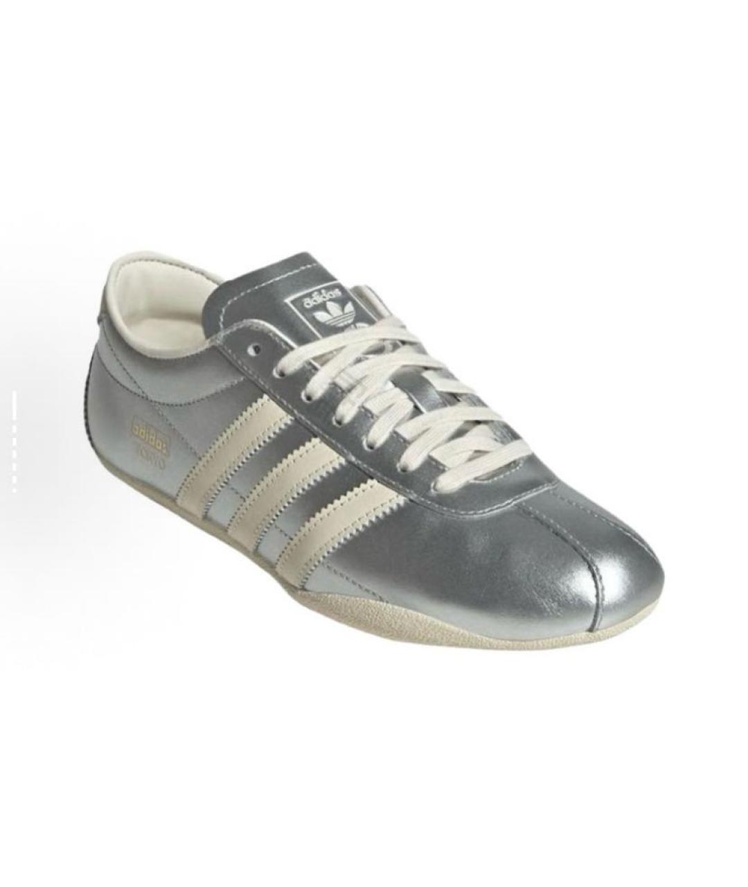 ADIDAS Серебряные кожаные кроссовки, фото 3