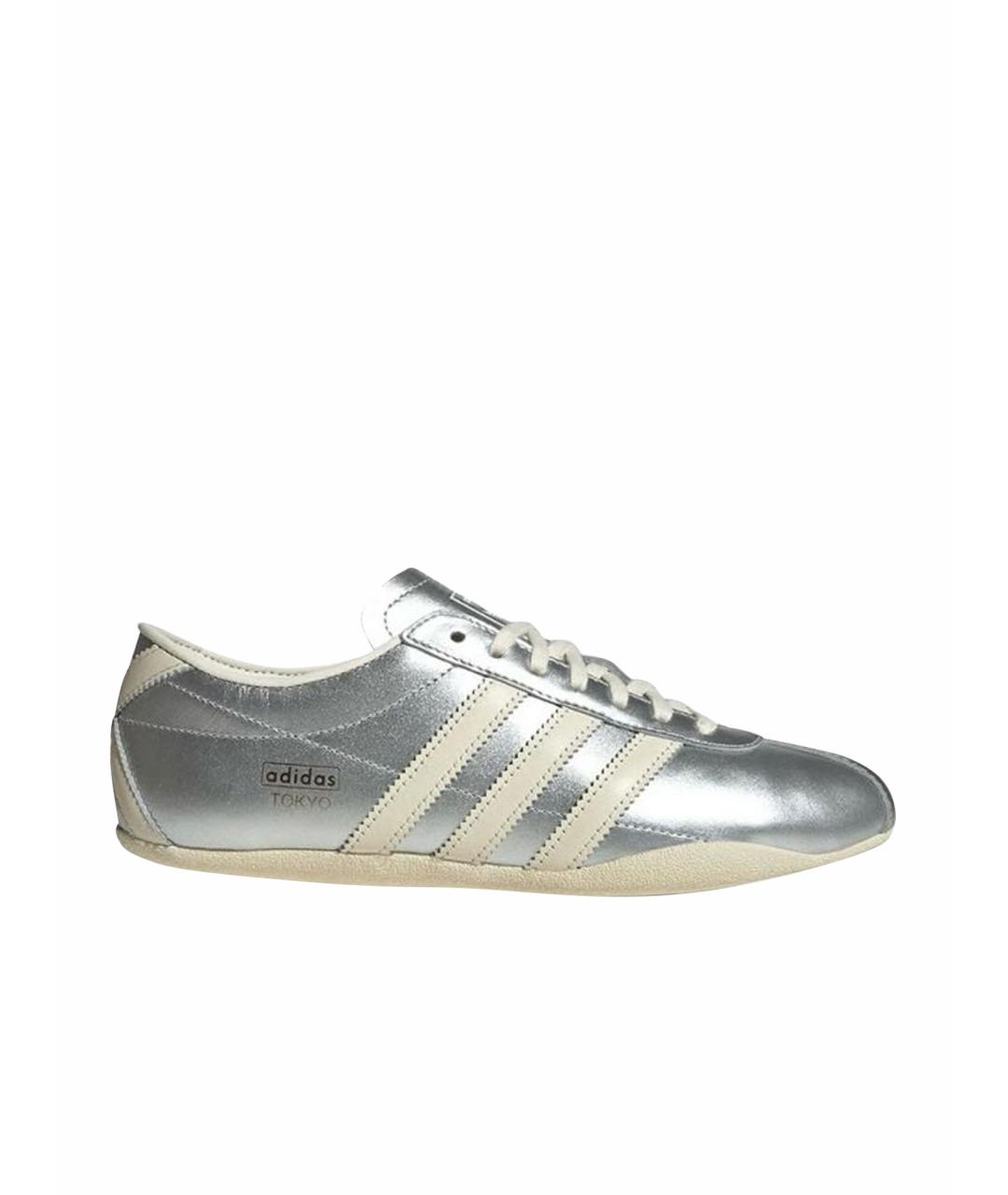 ADIDAS Серебряные кожаные кроссовки, фото 1