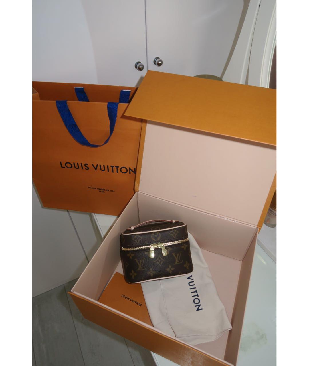 LOUIS VUITTON Коричневая кожаная косметичка, фото 5