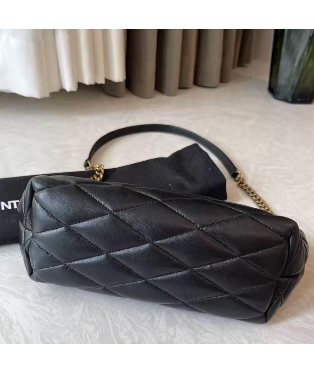 SAINT LAURENT Черная кожаная сумка с короткими ручками, фото 3