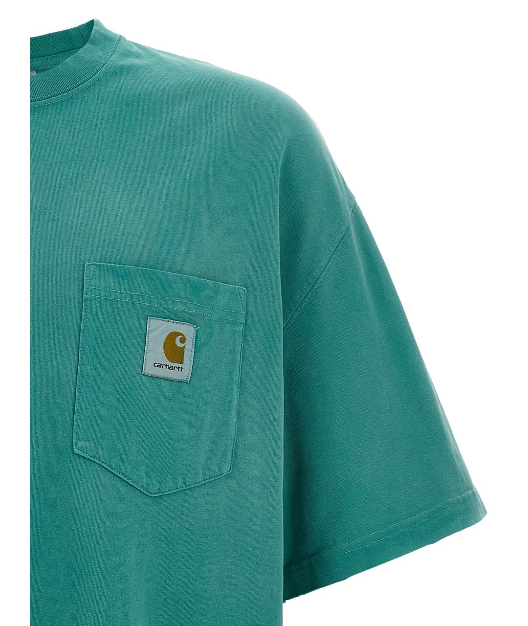 CARHARTT WIP Бирюзовая хлопковая футболка, фото 3
