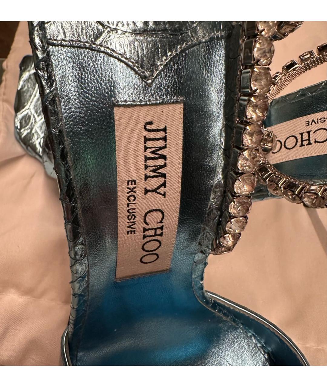JIMMY CHOO Голубые кожаные босоножки, фото 6