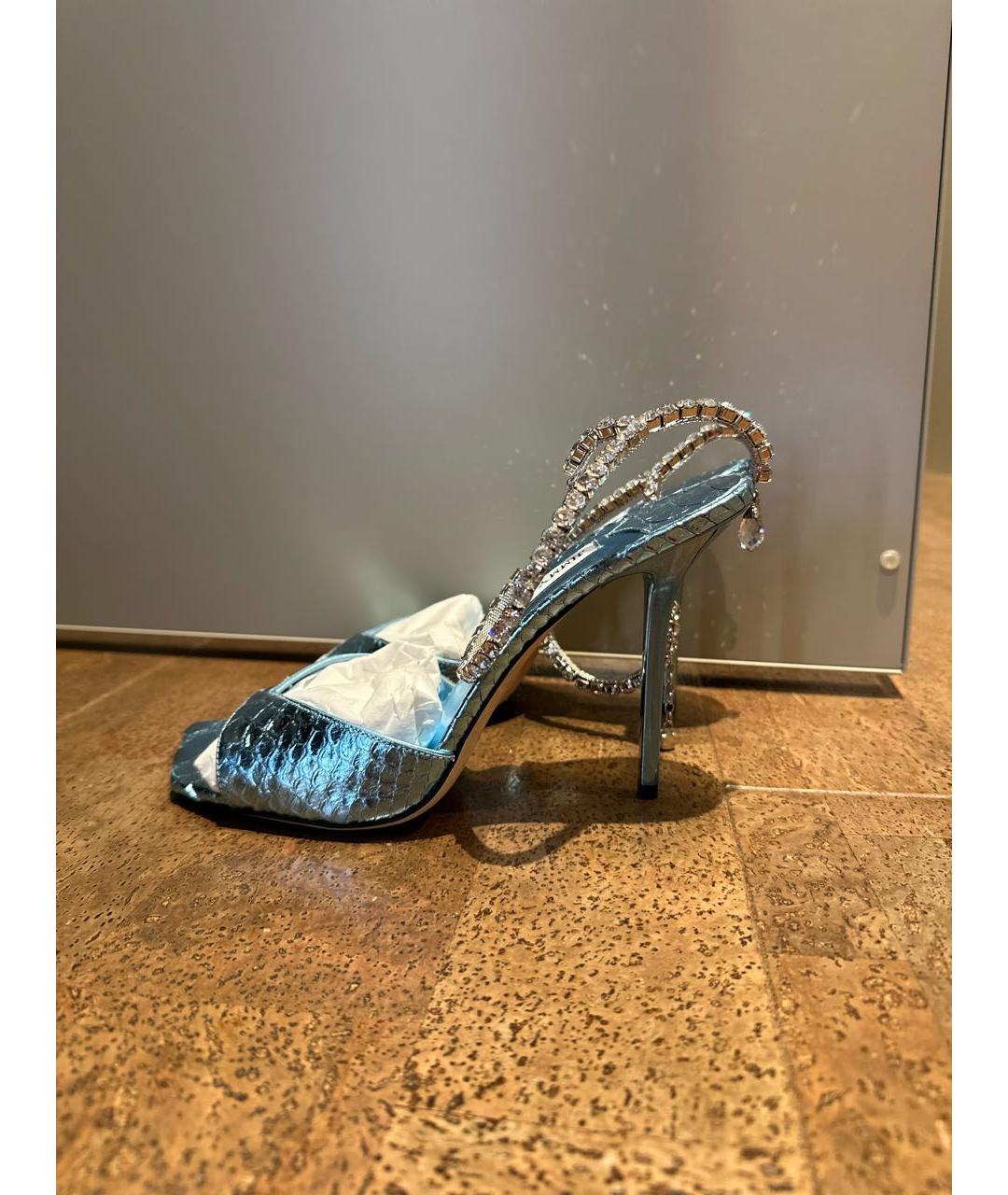 JIMMY CHOO Голубые кожаные босоножки, фото 2