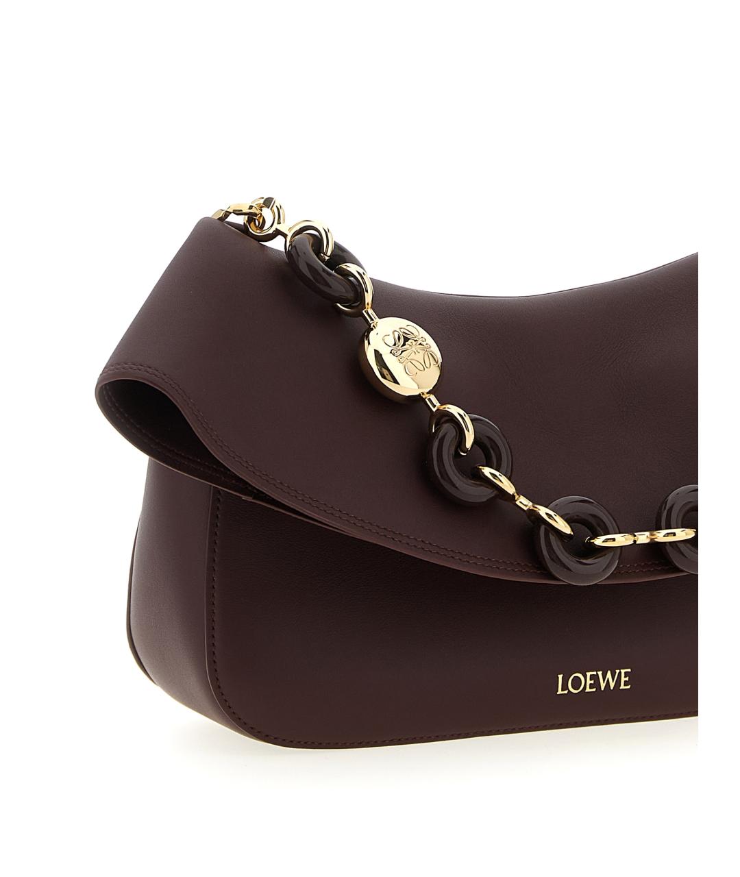 LOEWE Бордовая кожаная сумка через плечо, фото 3