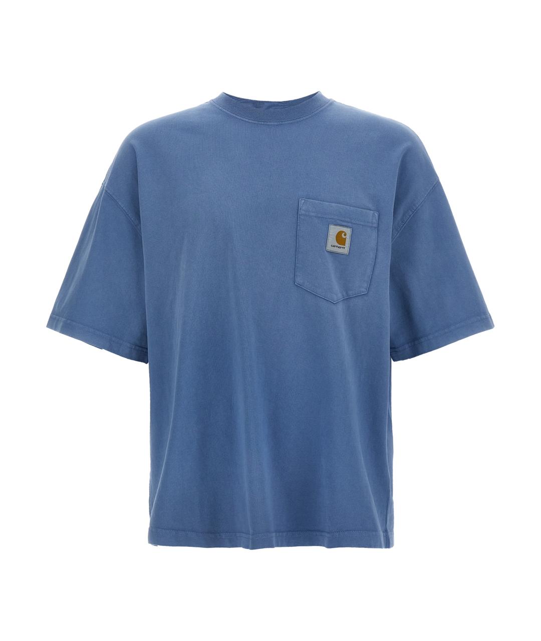 CARHARTT WIP Голубая хлопковая футболка, фото 1