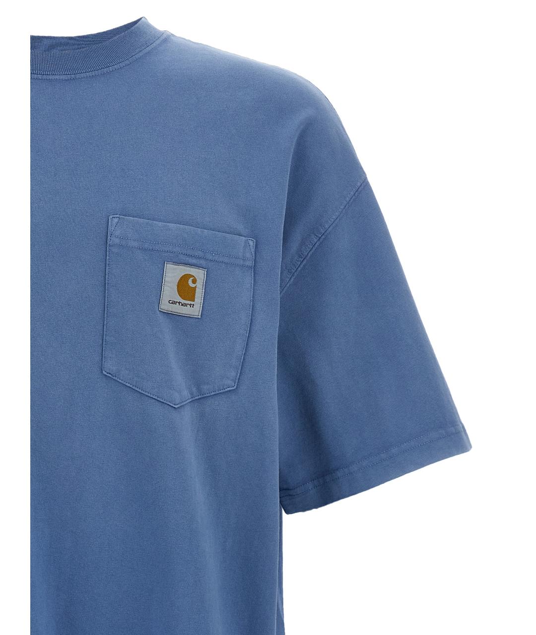 CARHARTT WIP Голубая хлопковая футболка, фото 3