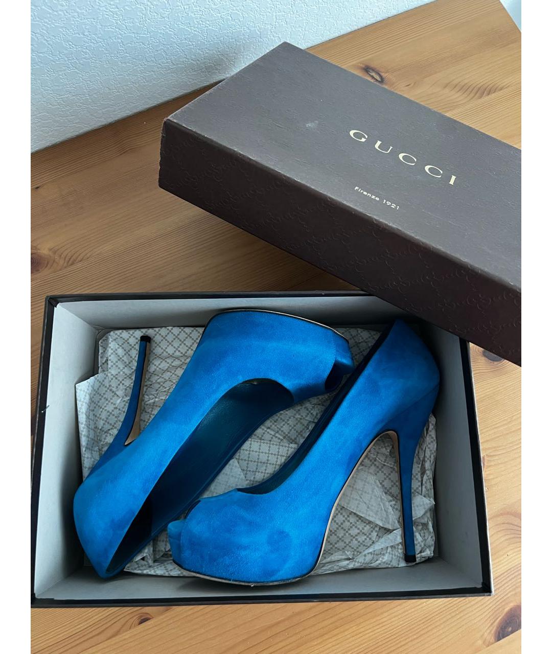 GUCCI Бирюзовые замшевые туфли, фото 3