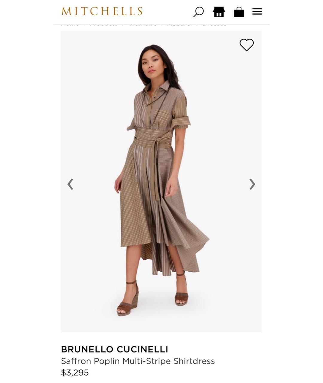 BRUNELLO CUCINELLI Бежевое хлопковое повседневное платье, фото 4