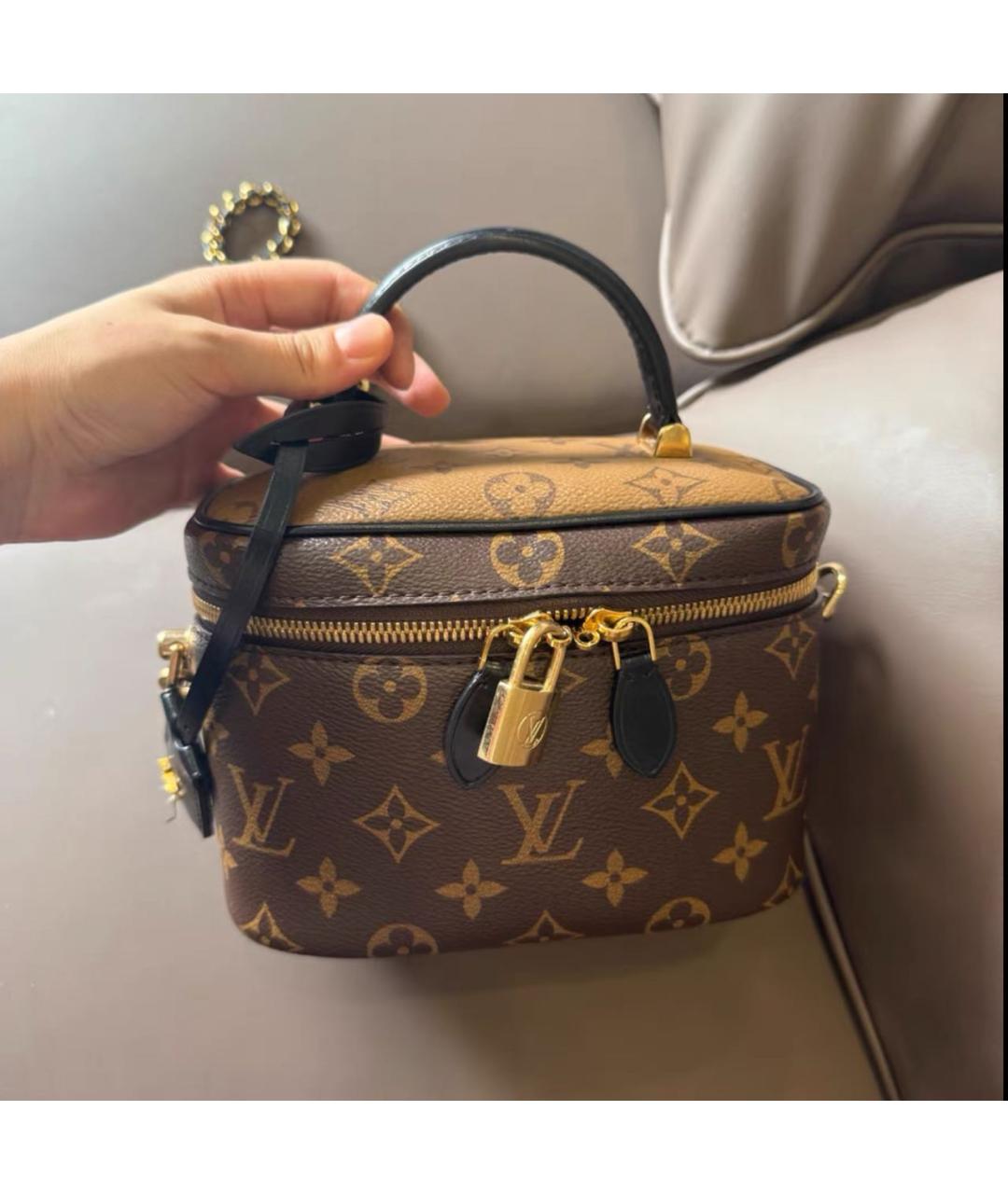 LOUIS VUITTON Коричневая кожаная сумка через плечо, фото 7