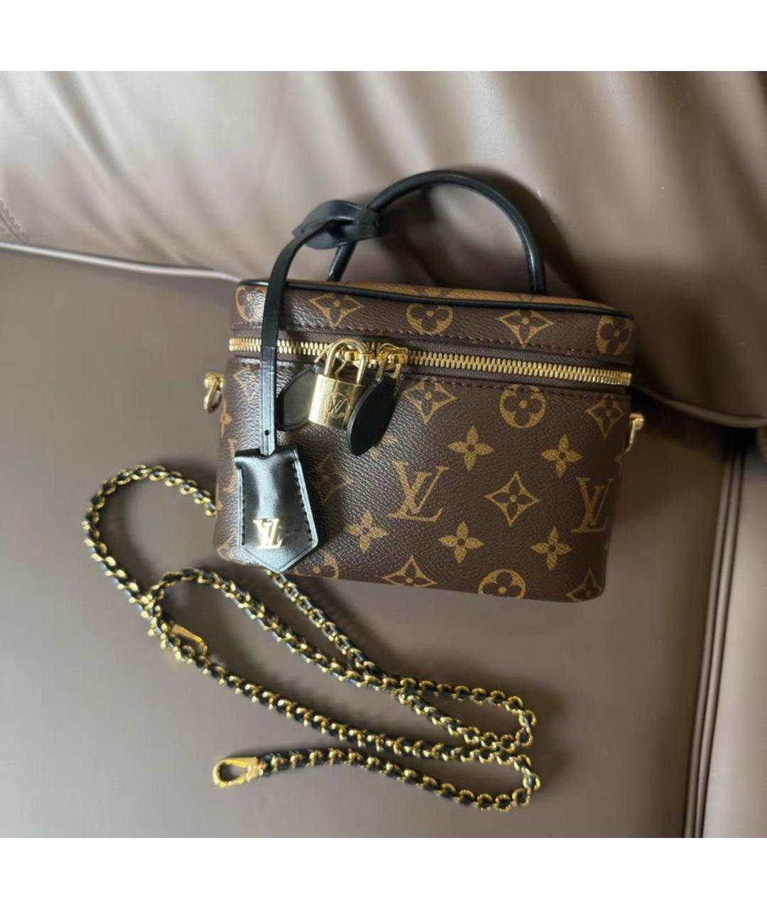 LOUIS VUITTON Коричневая кожаная сумка через плечо, фото 8