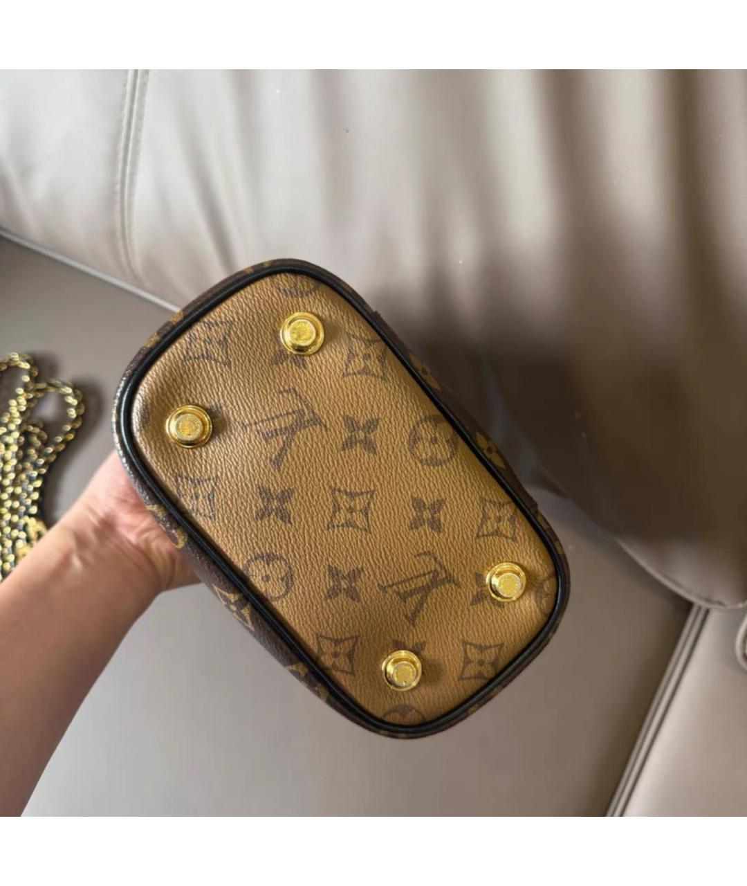 LOUIS VUITTON Коричневая кожаная сумка через плечо, фото 6