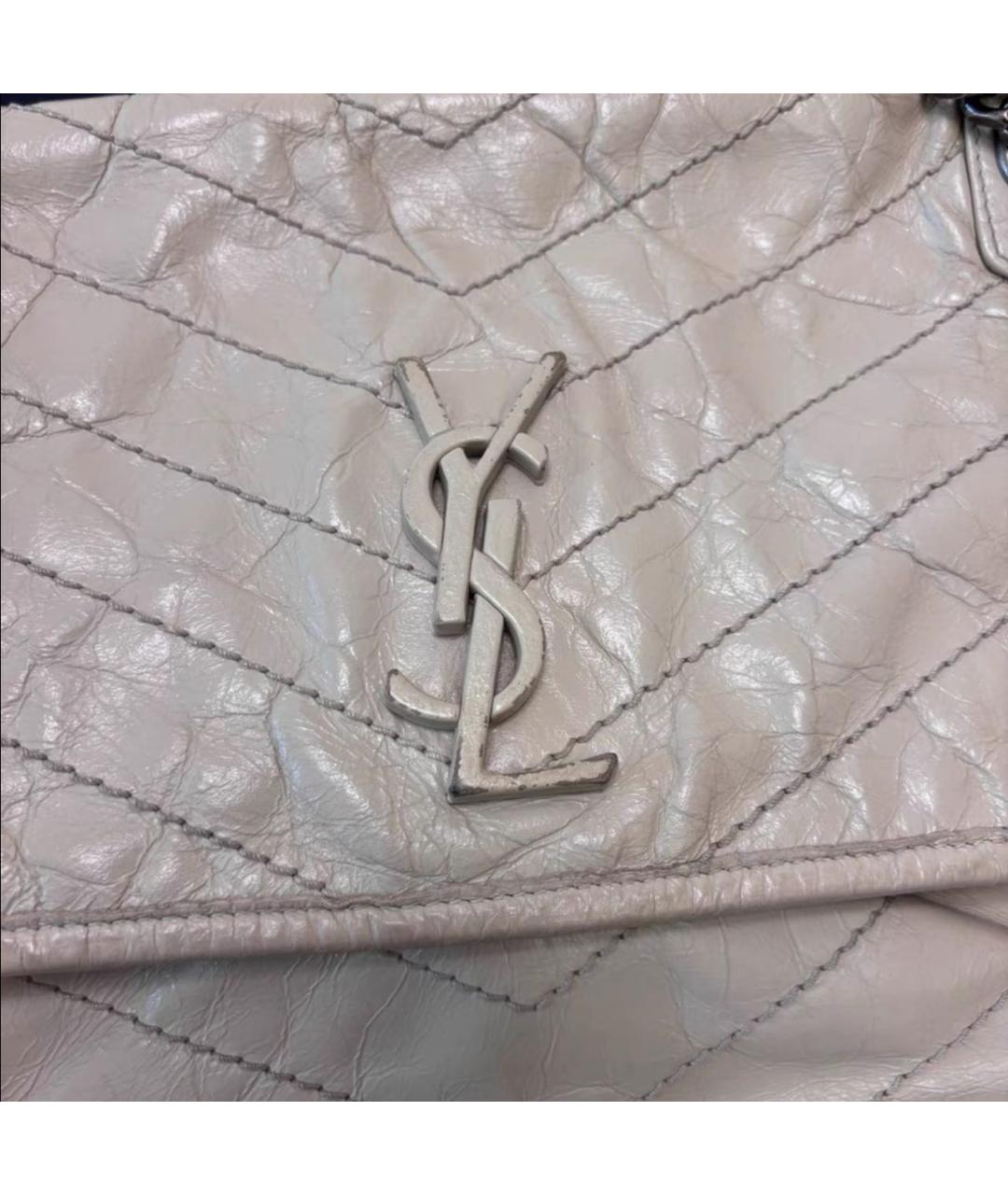 SAINT LAURENT Белая кожаная сумка тоут, фото 5