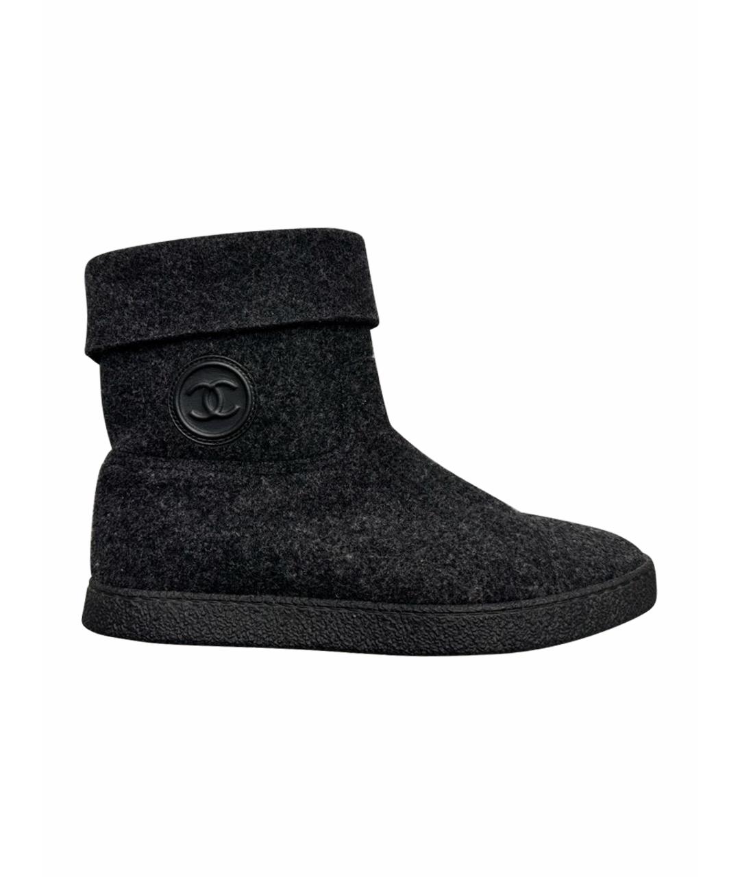 CHANEL Антрацитовые полусапоги, фото 1