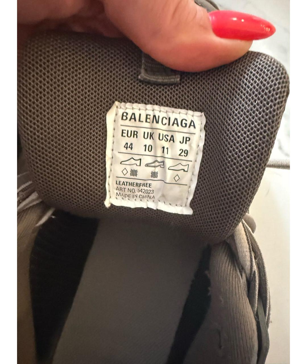 BALENCIAGA Хаки кожаные низкие кроссовки / кеды, фото 5