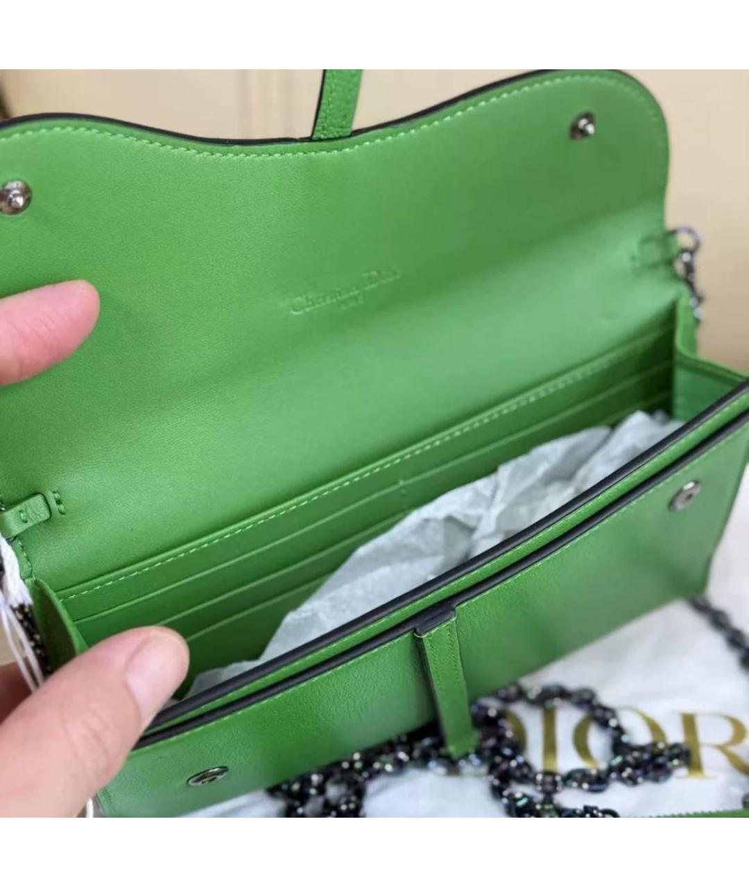 CHRISTIAN DIOR Зеленая кожаная сумка через плечо, фото 4