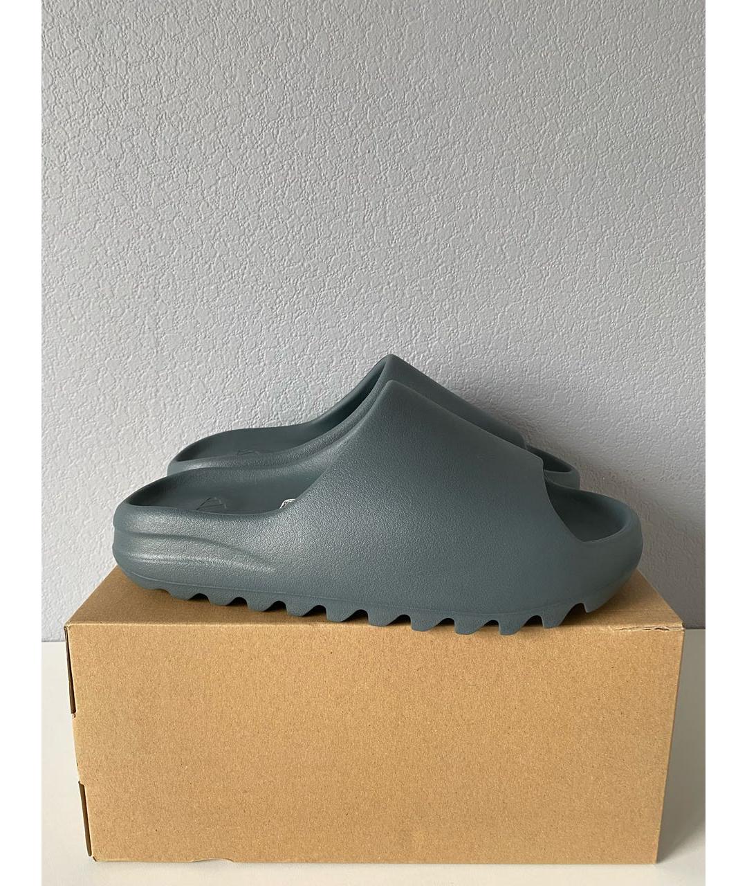 ADIDAS YEEZY Темно-синие резиновые шлепанцы, фото 2