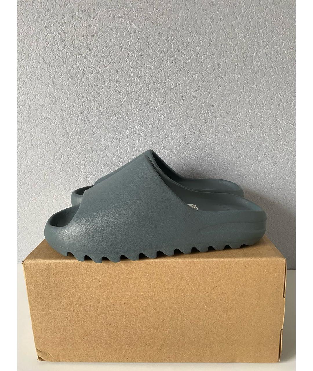 ADIDAS YEEZY Темно-синие резиновые шлепанцы, фото 4