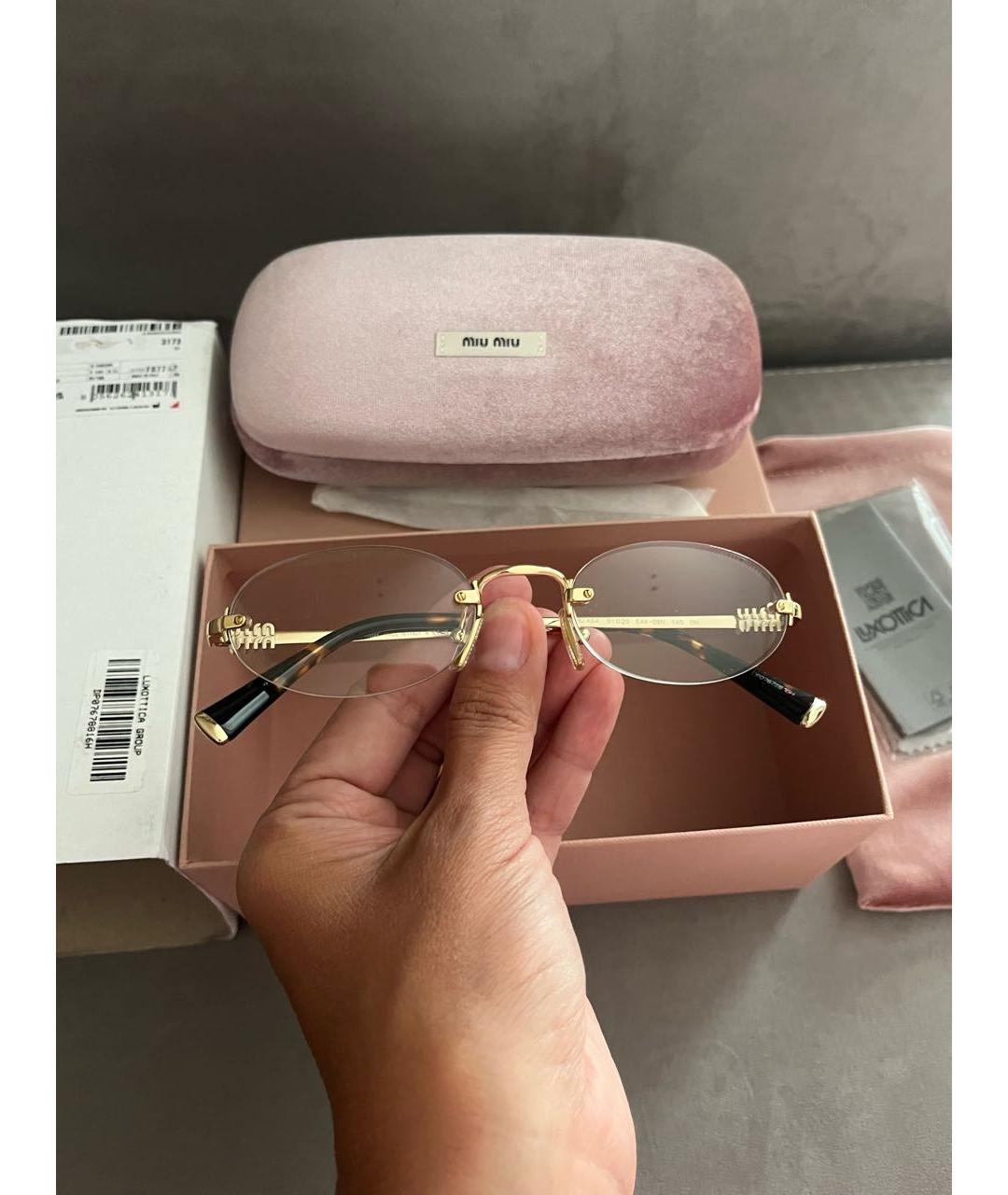 MIU MIU Золотые металлические солнцезащитные очки, фото 2