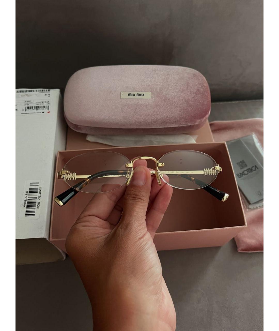 MIU MIU Золотые металлические солнцезащитные очки, фото 3