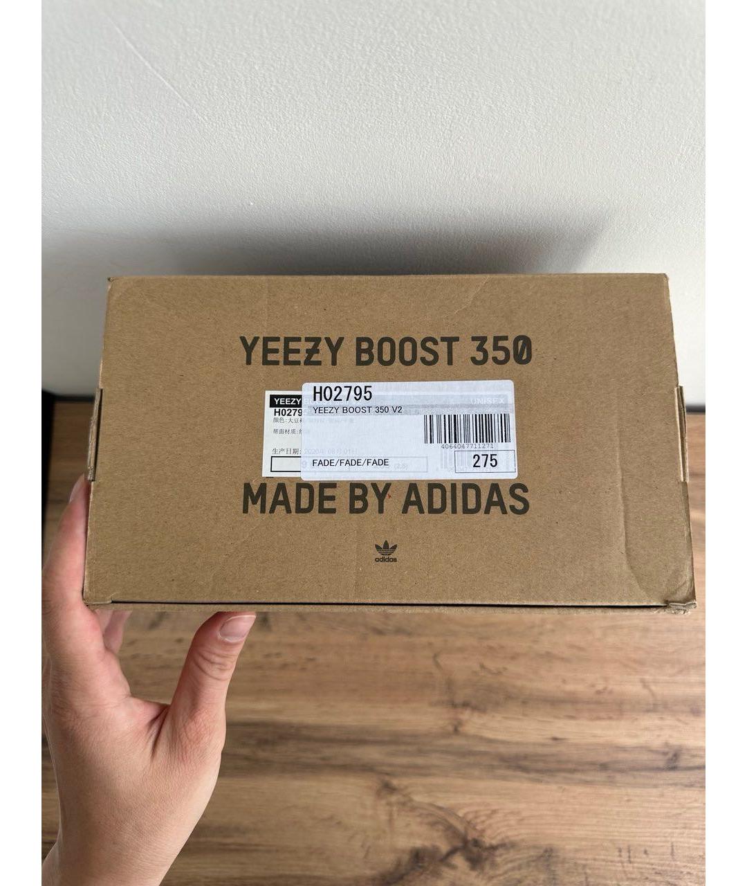 ADIDAS YEEZY Бежевые текстильные низкие кроссовки / кеды, фото 8