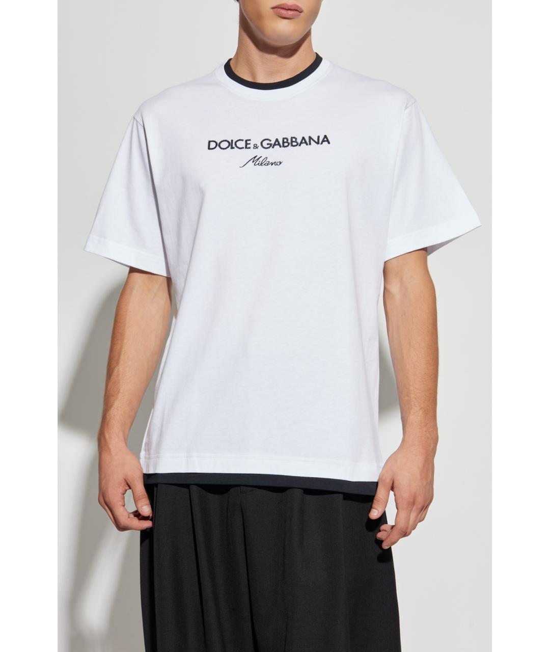 DOLCE&GABBANA Белая хлопковая футболка, фото 2