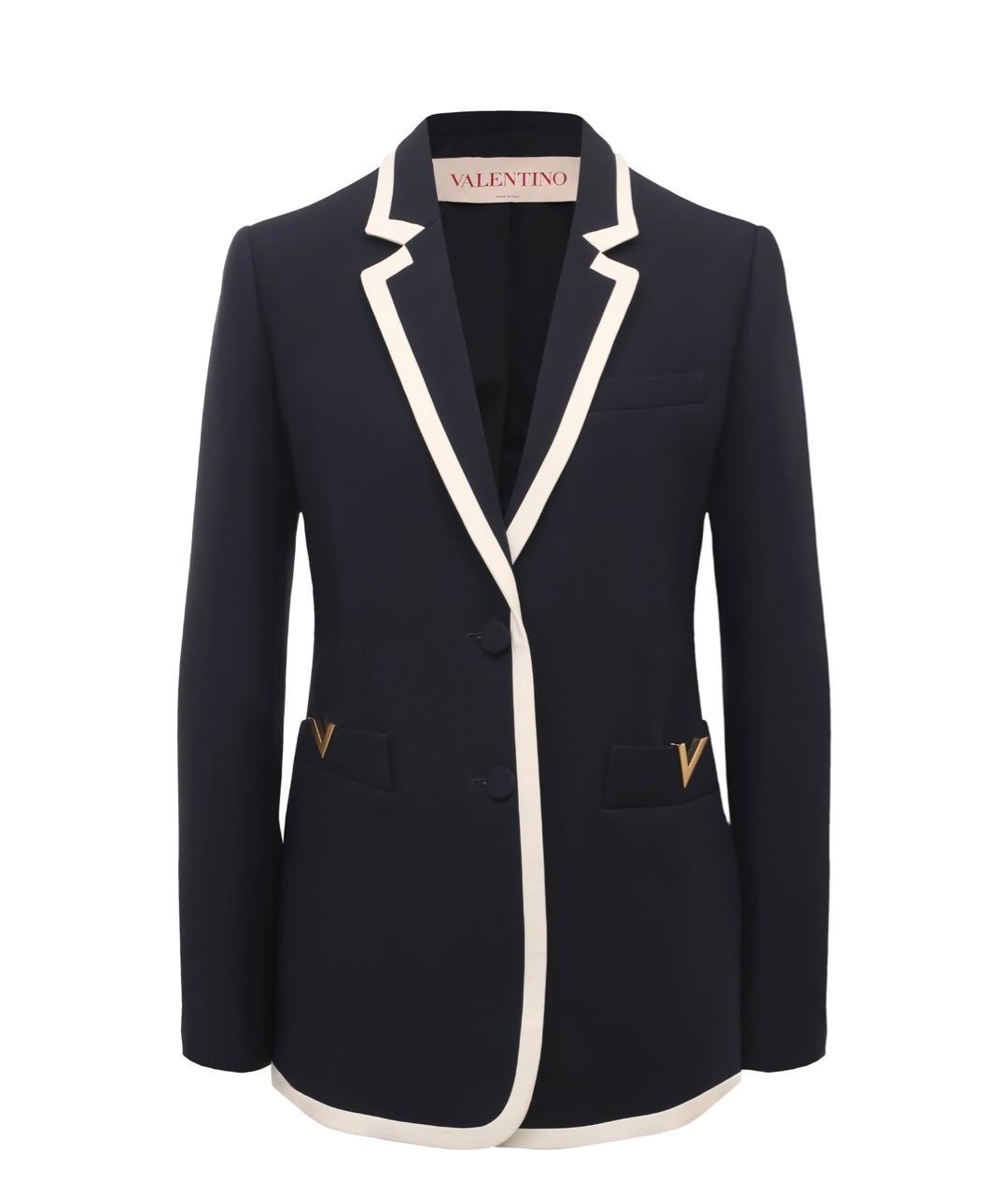 VALENTINO Темно-синий шерстяной жакет/пиджак, фото 5