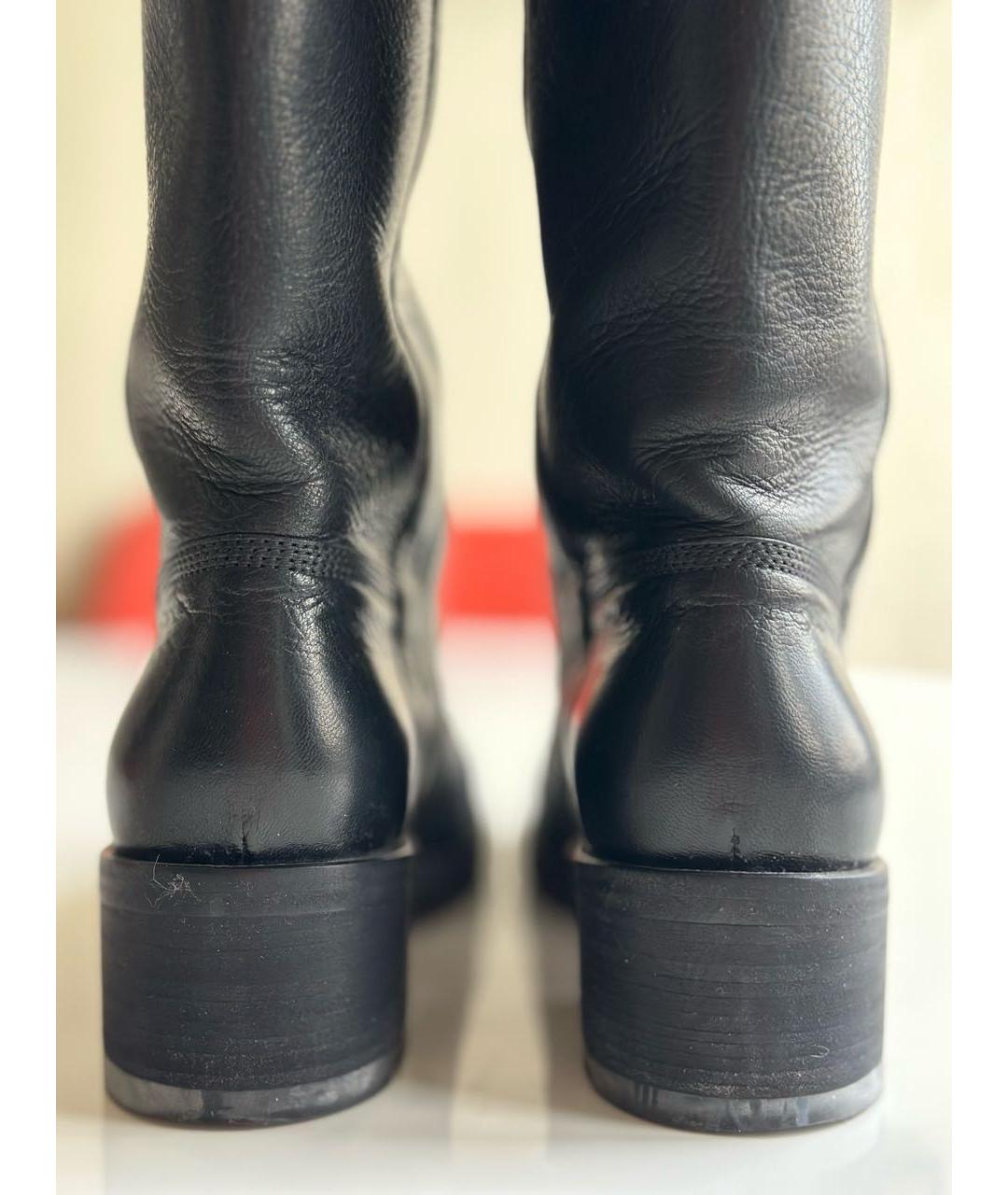 SANTONI Черные кожаные сапоги, фото 4